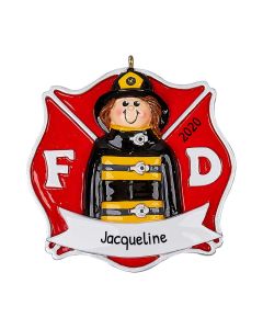 Personalized Firefighter Girl Christmas Tree Ornament