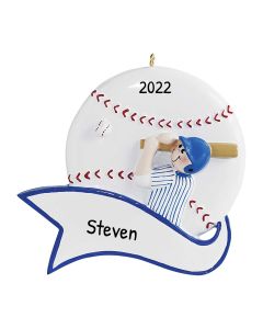 Personalized Baseball Boy Batter Ball Ornament
