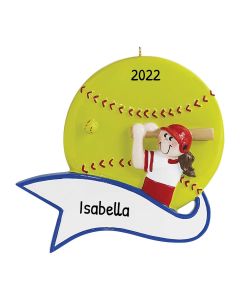 Personalized Girl Hit Softball Ornament