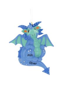 Personalized Blue Dragon Christmas Tree Ornament