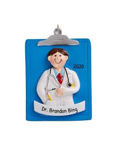 Personalized Clipboard Male Doctor Christmas Tree Ornament