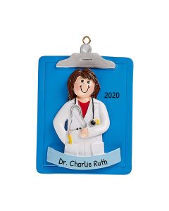 Personalized Clipboard Female Doctor Christmas Tree Ornament