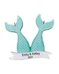 Personalized Mermaid Tales Couple Christmas Tree Ornament