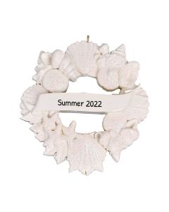Personalized Seashell Wreath Christmas Tree Ornament