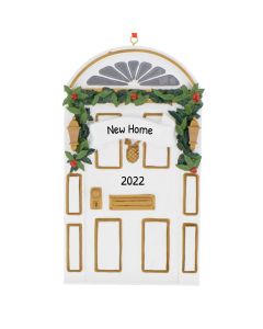 Personalized Elegant Brown Door Christmas Tree Ornament White 