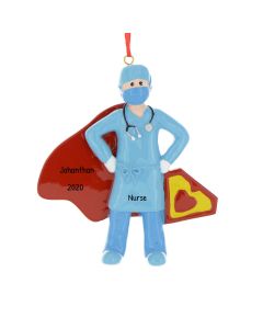 Personalized Super-Hero Nurse Christmas Tree Ornament
