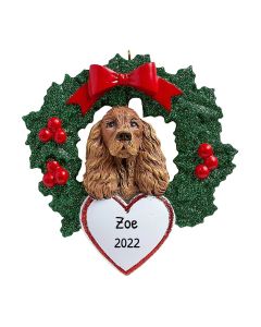 Personalized Cocker Spaniel with Wreath Ornament