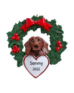 Personalized Dachshund with Wreath Ornament