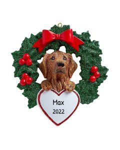 Personalized Golden Retriever with Wreath Ornament