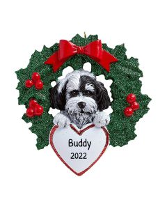 Personalized Havanese with Wreath Ornament