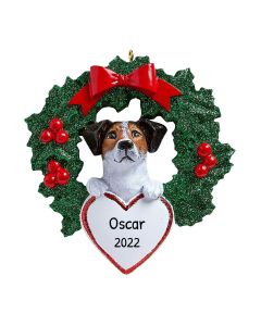Personalized Jack Russell with Wreath Ornament