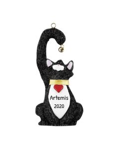 Personalized Cat Christmas Tree Ornament Black 