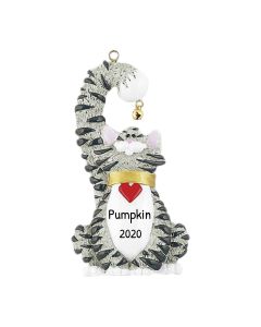 Personalized Cat Christmas Tree Ornament Grey