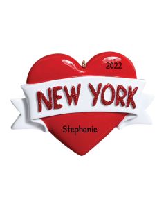 Personalized New York Heart Ornament