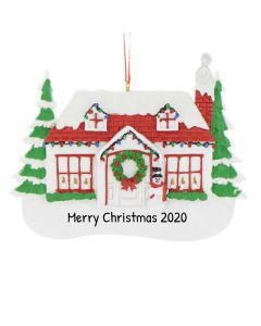 Personalized Red Roof House Christmas Tree Ornament