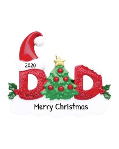 Personalized Red Glitter Dad Word Ornament
