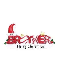 Personalized Red Glitter Brother Word Ornament