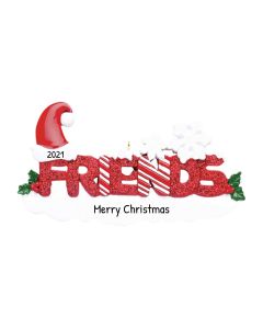 Personalized Red Glitter Friend Word Ornament