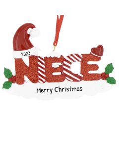 Personalized Red Glitter Niece Word Ornament 