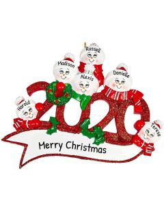 Personalized Snowman Family of 6 Christmas Tree Ornament