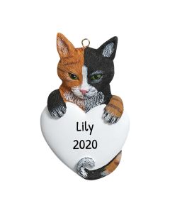 Personalized Grey Tabby Christmas Tree Ornament Calico Cat