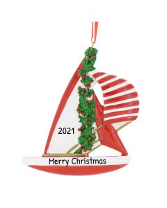 Personalized Sailboat Christmas Tree Ornament