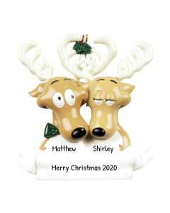 Personalized Reindeer Family of 2 Christmas Tree Ornament 