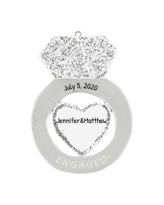 Personalized Engagement Ring Christmas Tree Ornament