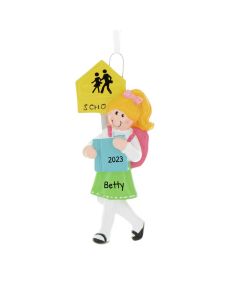 Personalized School Girl Christmas Tree Ornament Blonde