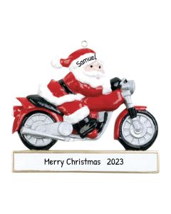 Personalized Motorcycle Santa Ornament