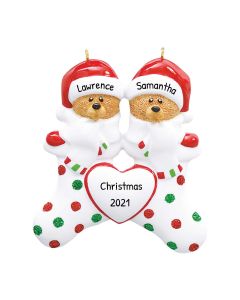 Personalized Bear Stocking Family of 2 Christmas Tree Ornament 