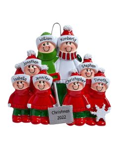 Personalized Snow Shovel Family of 8 Christmas Tree Ornament 