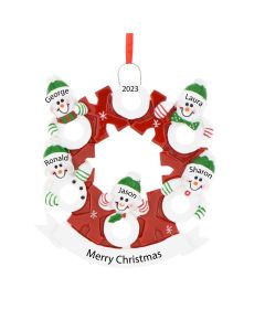 Personalized Hug Kisses Family of 5 Christmas Tree Ornament 