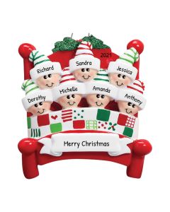 Personalized Bed Heads Family of 7 Christmas Tree Ornament