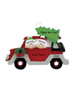 Personalized Christmas Tree Caravan Family of 2 Ornament 