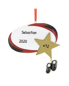 Personalized Rugby Star Christmas Tree Ornament
