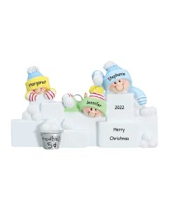 Personalized Snowball Family of 3 Christmas Tree Ornament 