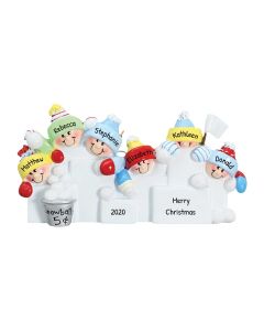 Personalized Snowball Family of 6 Christmas Tree Ornament 