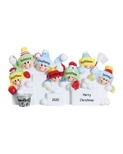 Personalized Snowball Family of 7 Christmas Tree Ornament 