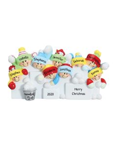Personalized Snowball Family of 9 Christmas Tree Ornament 