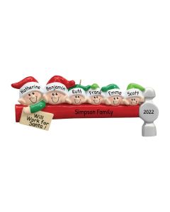 Personalized Elf Workers Family of 6 Christmas Tree Ornament 