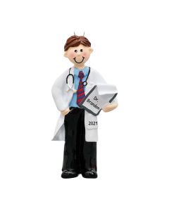 Personalized Doctor Christmas Tree Ornament Male Black