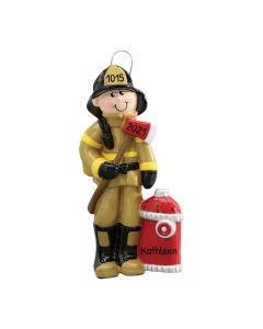 Personalized Fireman Christmas Tree Ornament Male 