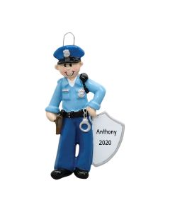 Personalized Police Officer Christmas Tree Ornament Male