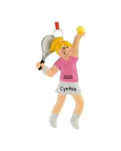 Personalized Tennis Girl Christmas Tree Ornament Blonde