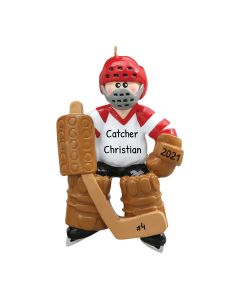 Personalized Ice Hockey Goalie Boy Ornament