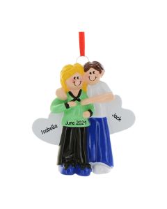 Personalized Pregnant Couple Christmas Tree Ornament Blonde 