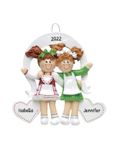 Personalized Friends Sisters Christmas Tree Ornament 2 Friends 