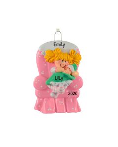 Personalized Big Sister Chair Christmas Tree Ornament Blonde