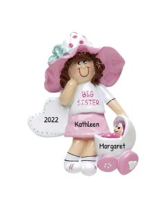 Personalized Big Sister Christmas Tree Ornament Brunette 